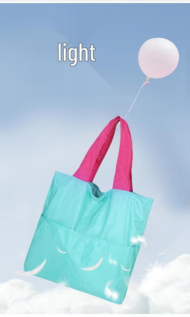 Japanese-Style Foldable Cloud Bag: Portable, Large-Capacity, Waterproof Shoulder & Handheld Grocery Bag with Zipper.