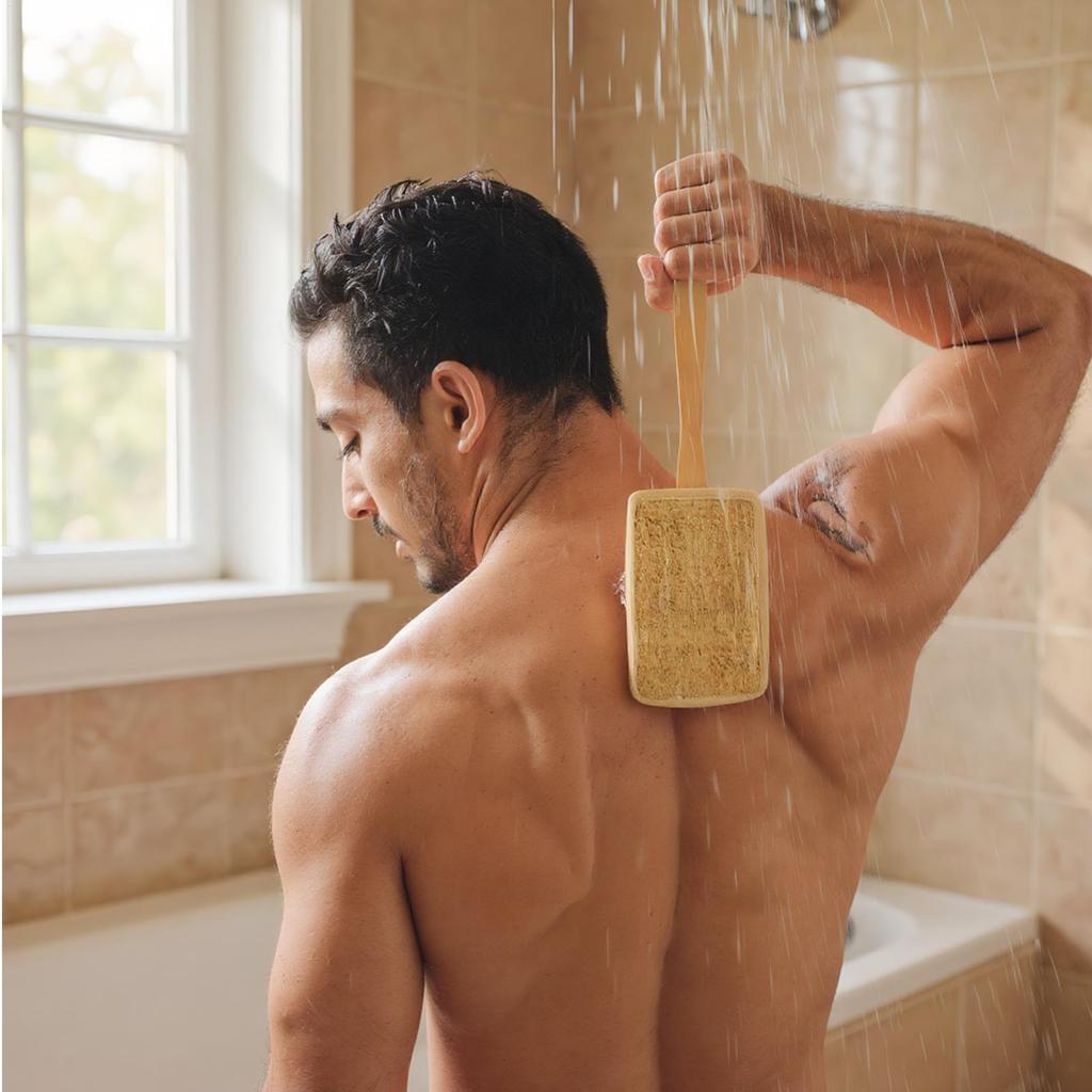 Loofah Bath Brush Loofah Brush Long Handle for Shower Exfoliation Body Deep Cleaning Luffa Sponge for Women Men Adults Family