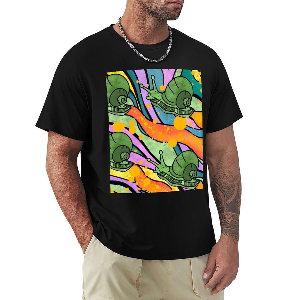 Groovy Snail Pattern TShirt anime stuff boys whites mens big and tall t shirts