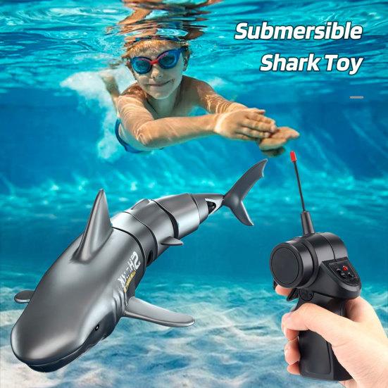 2.4GHz Remote Control Shark Toy Summer Outdoor Pool Lake Pond Bathtub Automatic Underwater Swimming RC Shark Boat Toy Boys Girls Christmas Gift