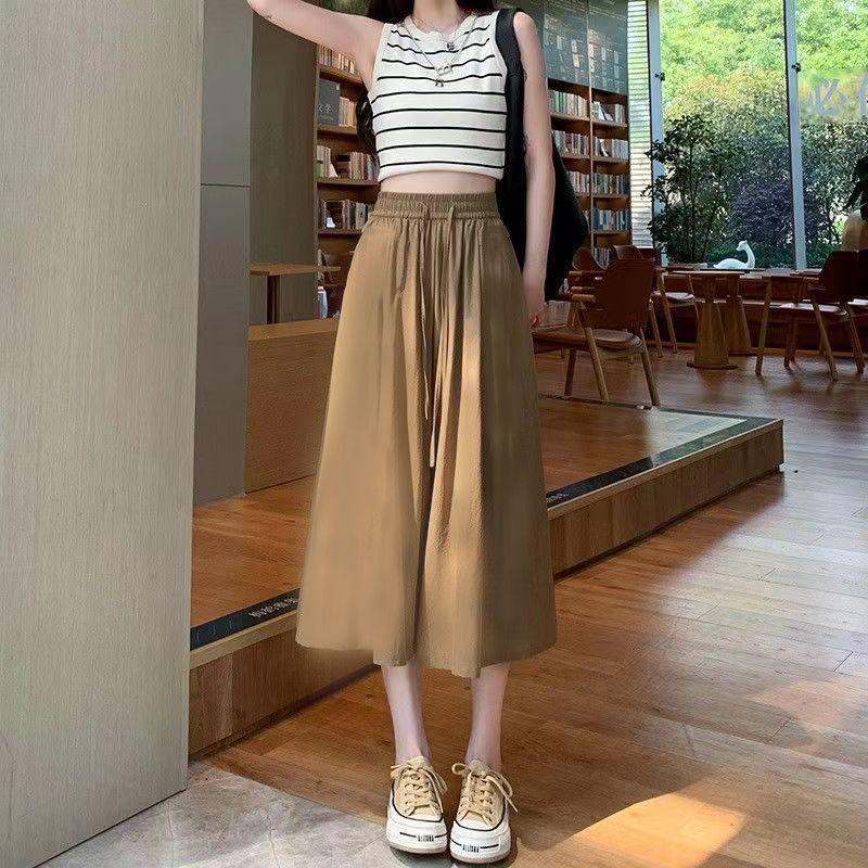 

Ice Silk Summer Slimming Wide-Leg Cropped Pants Skirt for Women 4XL for 158-175 lbs