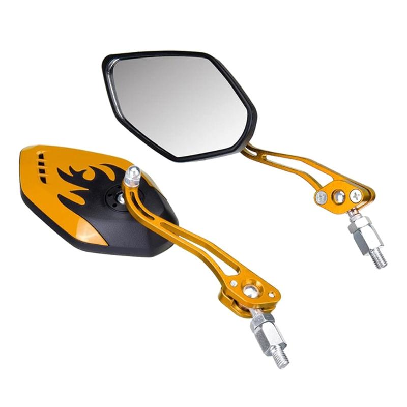Pairs of Distinctive Flame 8mm 10mm Rearview Side Mirror for Motorcycle Scooter Moped Bike