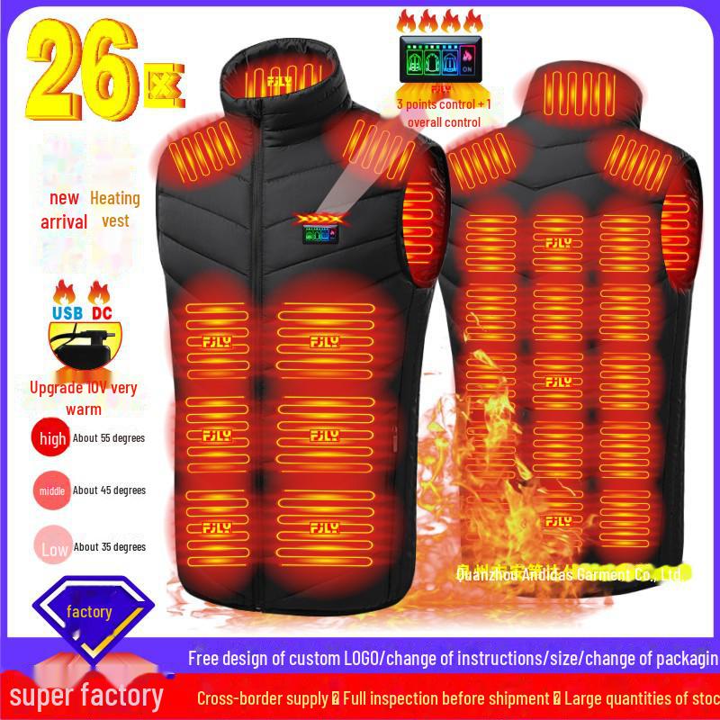 Unisex Cross-Border Heated Vest with Stand Collar – Smart, Warm, Plus-Size Compatible for Couples