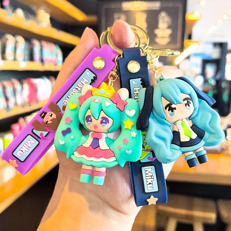 Hatsune Miku Keychain Anime Doll Bag Cartoon Small Decoration Accessories Car Key Chain Backpack Charm Christmas Gift