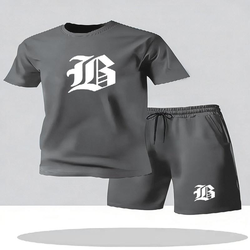 2026 Summer New Men's Casual Set Printed Sportswear Summer Streetwear Outdoor Shorts Set