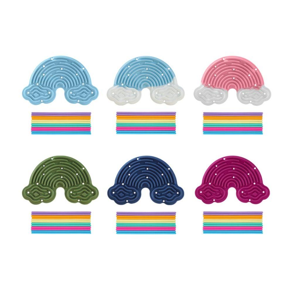 Silicone Sensory Activity Board 12 Strings Rainbow Sensory Toys New Fidget Toy  Kids Adults