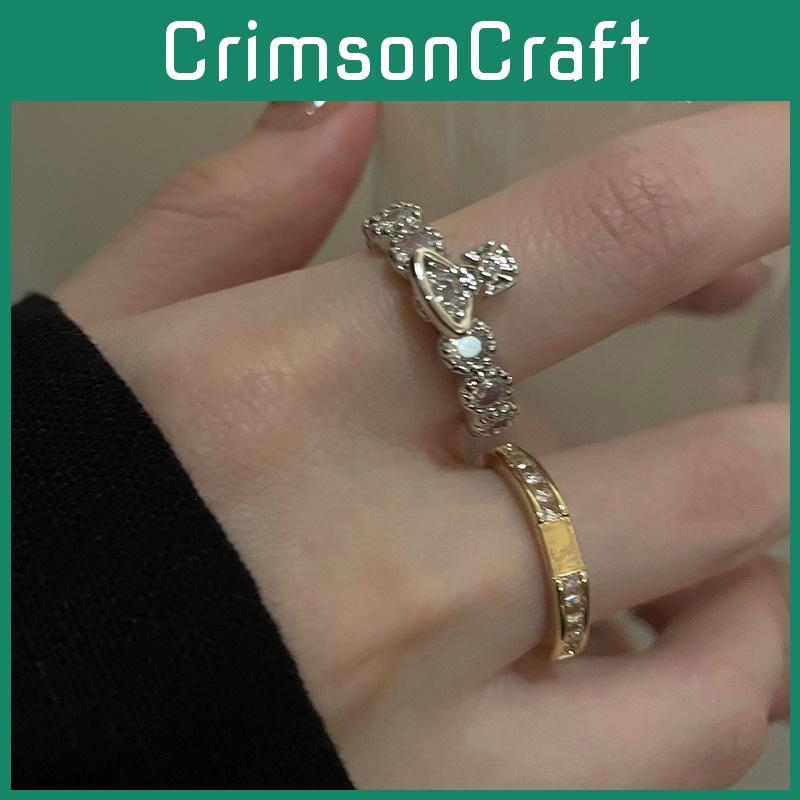 Stunning Double Layer Zircon Ring For Women With Adjustable Split Design Fashionable And Elegant