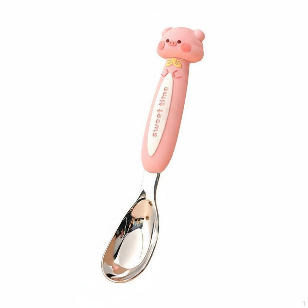 Feeding Spoon Smooth Edges Stainless Steel for Young Children, Child, Daycare, Home, Kitchen Rabbit