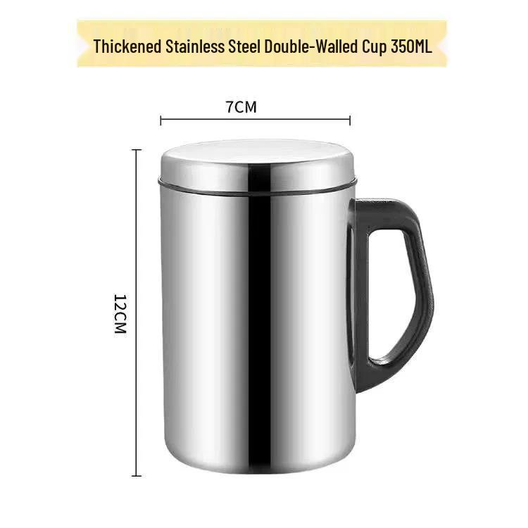 

Stainless Steel Double-Wall Insulated Mug with Handle & Lid - All-Season, Anti-Scald Office Cup Bag Packaging