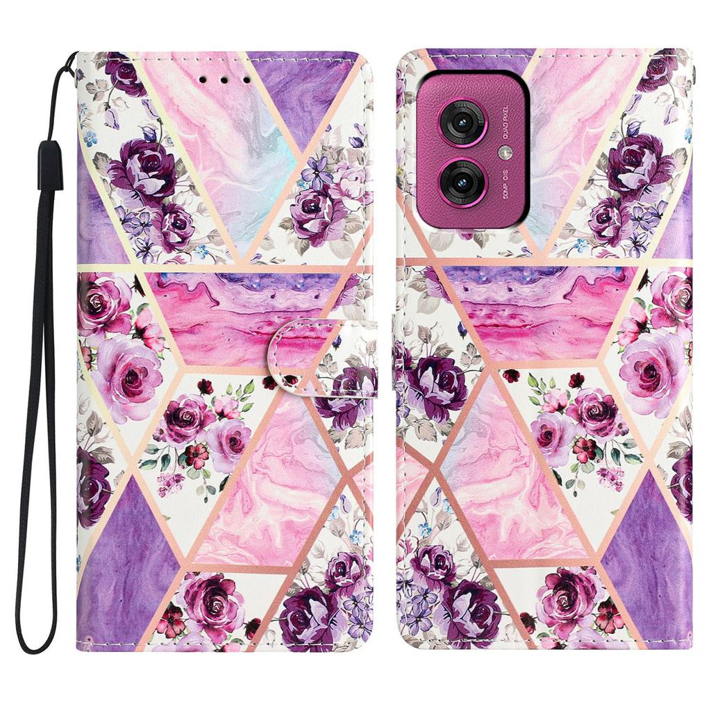 For Motorola Moto G55 5G Wallet Case PU Leather Pattern Printing Stand Phone Cover with Strap