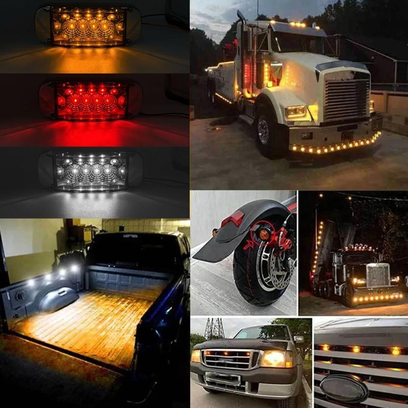 High Visibility 16 LED Truck Side Lights Durable Waterproof Side Light Rapid Flashing for Clear Directional Signals