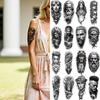 12pcs Temporary Tattoo Black And Grey Realism Roman Soldier Woman With Skulls Viking Warrior For Men Thighs Arms