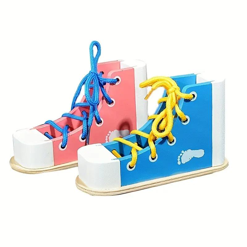 Baby Montessori Wooden Toys Learn To Tie Shoelaces Threading Game  Teaching Aids Educational Toys For Boys Girls Birthday Gift
