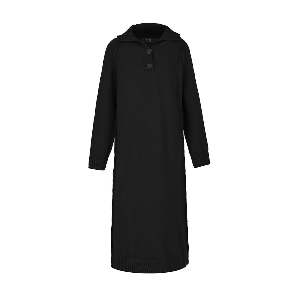 VISITINNEWYORK Two-Button Long Knit Dress (Vycok72)
