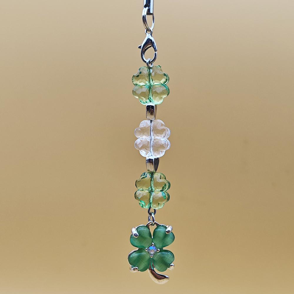 

Green Lucky Gradient Four-Leaf Clover Phone Charm Keychain Strap Cellphone Lanyard Bag Camera Pendant