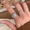 Super Sparkle Zirconia Geometric Ring: Elegant, Versatile, Luxury Adjustable Women’s Accessory