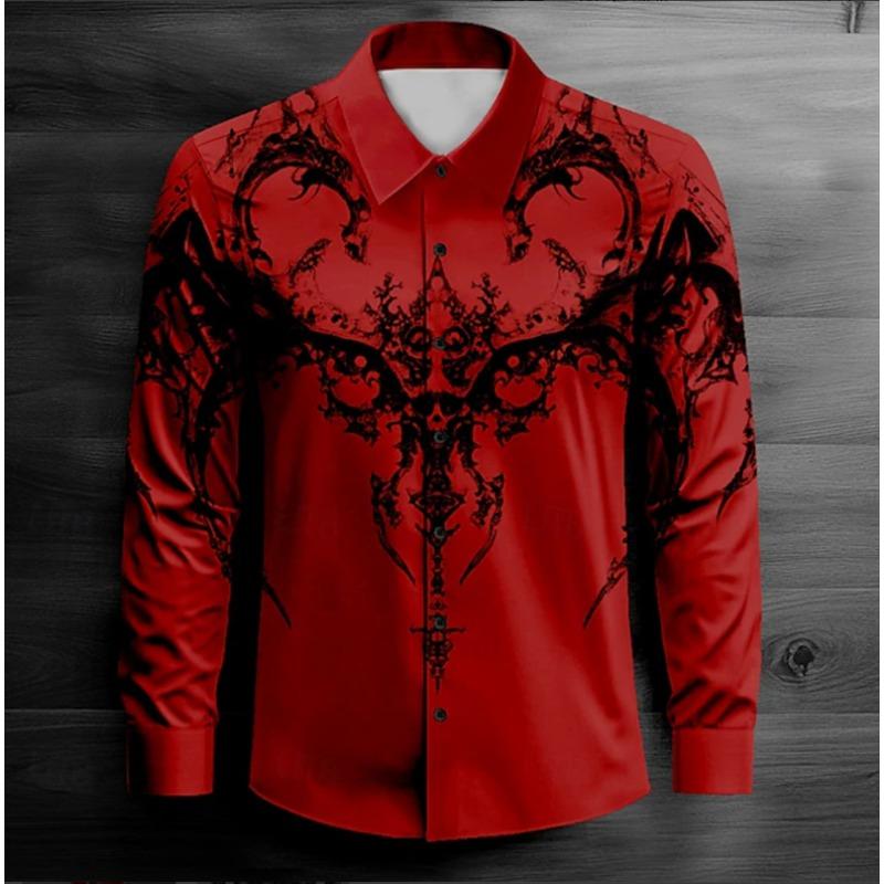 Luxury Shirt 3D Flower Printed Shirt Men's Fashion Shirt Men's Flap Collar Shirt Beach Menswear Business