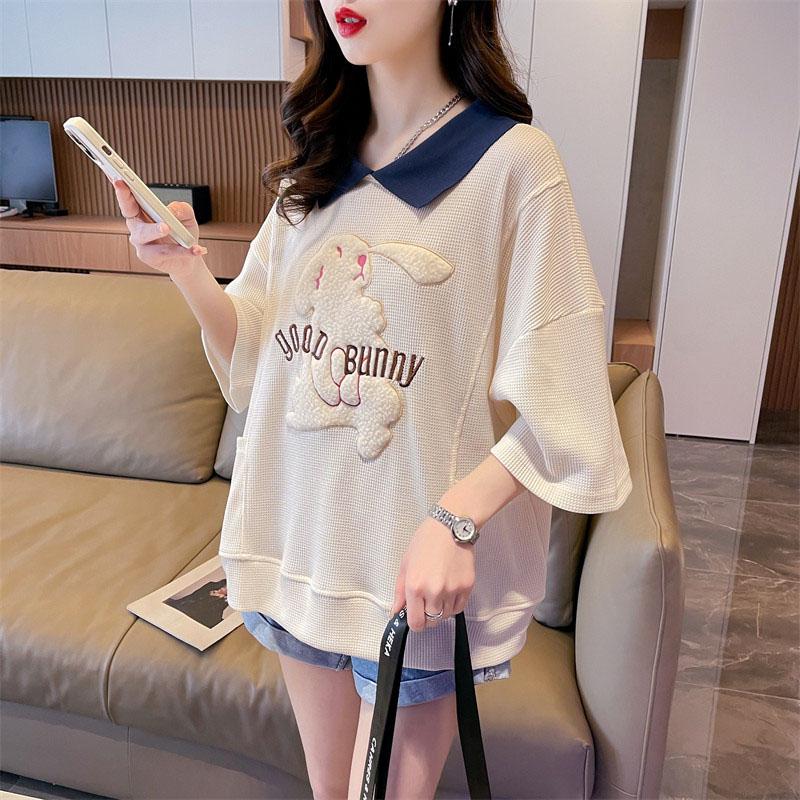 T-shirt for Women Summer Large Size Cotton T-shirt Soft Loose Printed Casual Comfortable Pullover T-shirt Top
