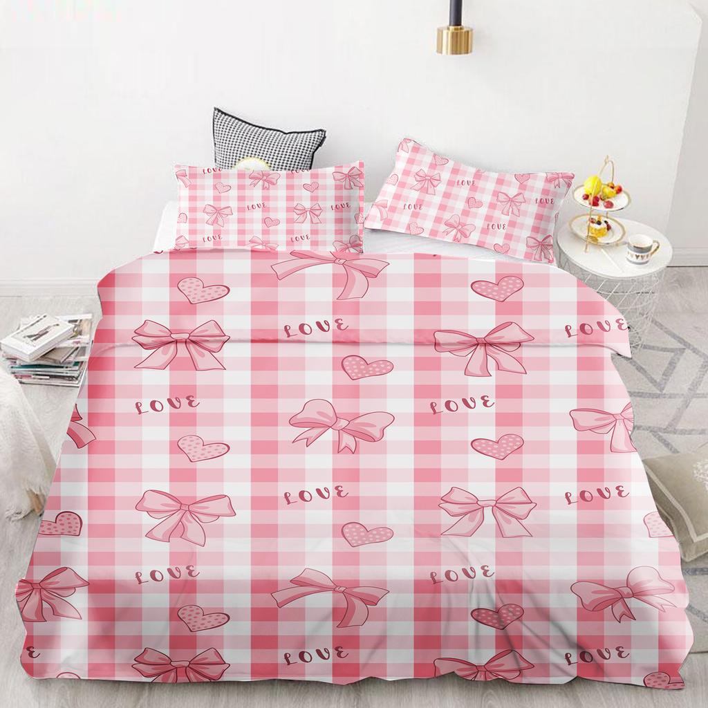 Schleife Bettbezug Set Bettdecke Bettwäsche 3D Kinderbettwäsche Set 3-teilig 1 Bettdeckenbezug King Size