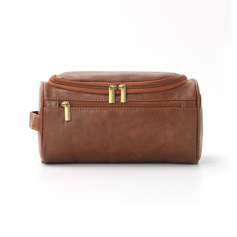 

Waterproof Pu Leather Makeup Bag With Large Capacity For Travel And Daily Use коричневый