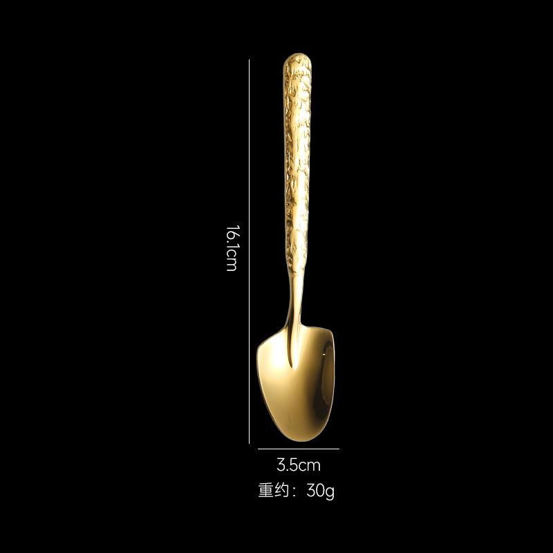 18-10 Stainless Steel Fruit Spoon Ice Cracked Pattern Ice Cream Dessert Spoons Watermelon Shovel Falt Coffee Tea Spoon