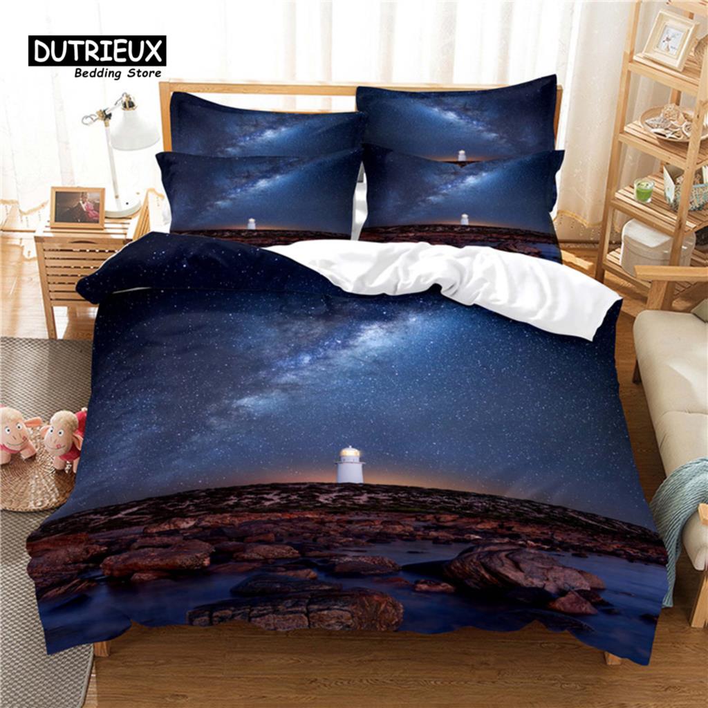 Starry Sky And Galaxy Bedding Set, 3Pcs Duvet Cover Set, Soft Comfortable Breathable Duvet Cover, For Bedroom Guest Room Decor