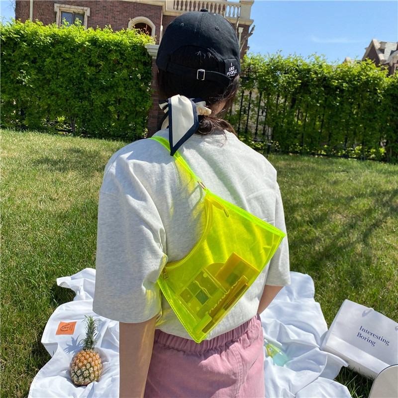 Jelly transparent shoulder bag, new women's bag, fashionable plastic baguette bag, shoulder trendy and cool