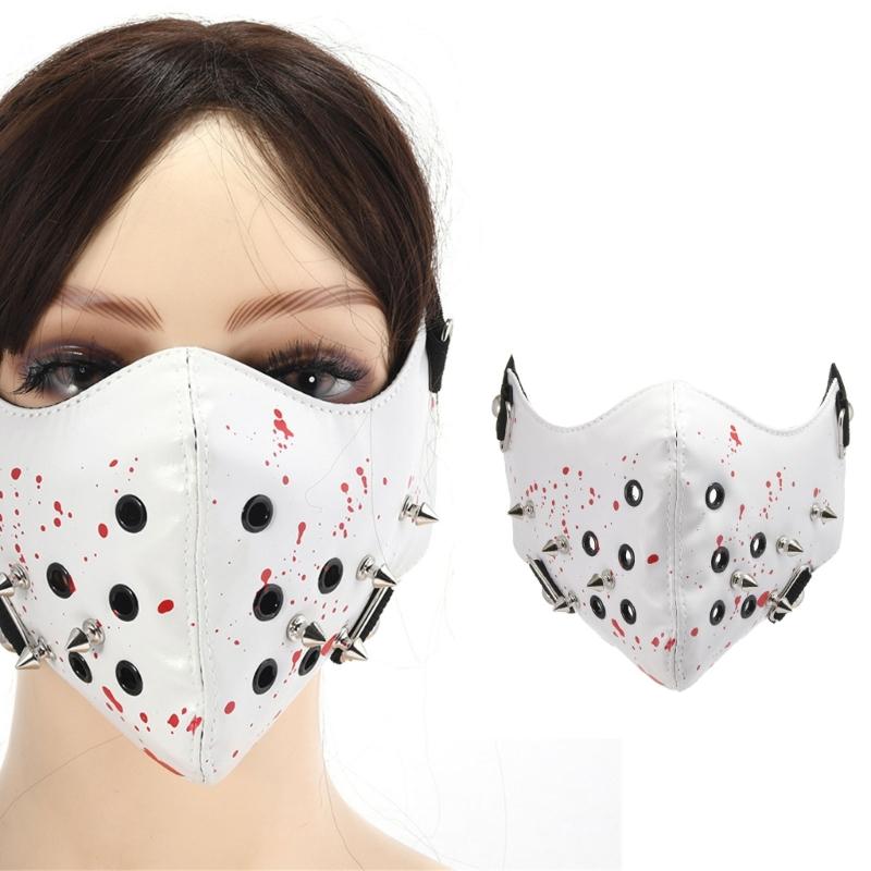 Rivet Spikes Leather Mask Cosplay Mask Motorcycle Biker Half Face Mask Anti Dust Sports Mask Masquerades Mask Women Men