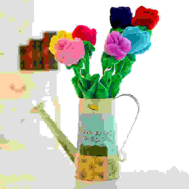 1pcs Cartoon Rose Flower Stuffed Soft Plush Toy Creative Curtain Buckle Home Decoration Christmas Valentine's Day Gift For Girl