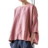 Round Neck Cotton and Linen Loose Top, Versatile and Versatile Cover Up, Women's Top