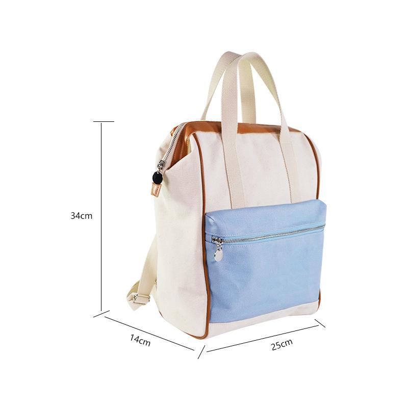 

Вышитый холщовый рюкзак контрастного цвета, дорожный рюкзак, дизайн с синей буквой, стильная сумка на два плеча One Size синий