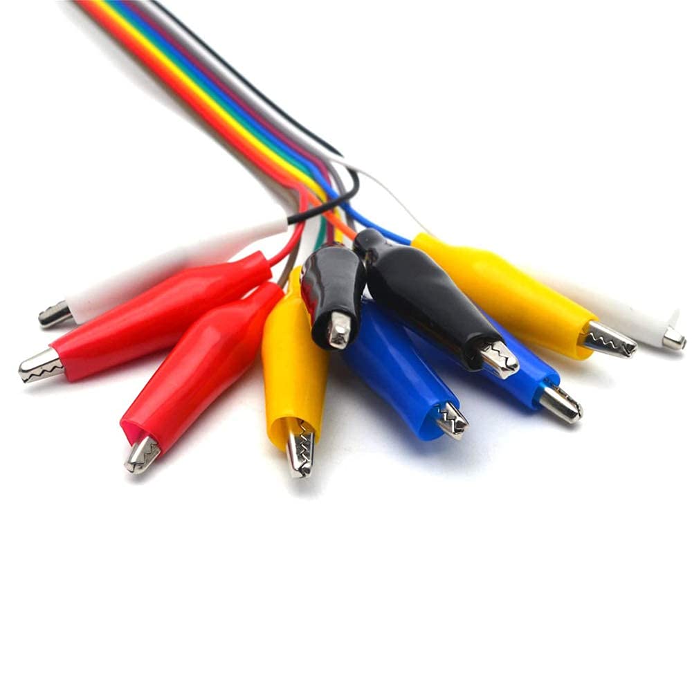 Treedix 20pcs 20cm 5 Colors Solid Copper Alligator Clip Male Female Jumper Wire Lead Wire for Test Circuit Breadboard Electronics