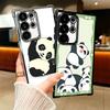 Cute Cartoon Panda Plating Phone Case For Samsung Galaxy S24 S25 FE S26 Edge S23 Ultra S22 S21 Plus S20 Anti-Fall Airabag Cover