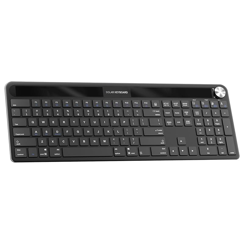 

Dejeen wireless solar rechargeable keyboard full size solar rechargeable keyboard PC/Desktop/PC/Laptop/Tablet/Smart TV and Windows For 11/10/8/7