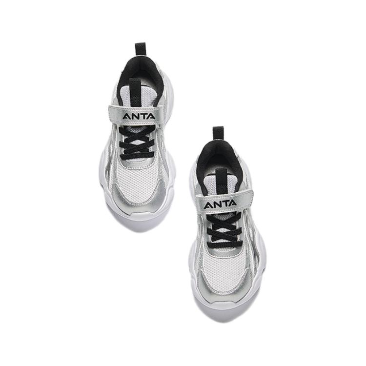 Anta Comfortable Breathable Shock Absorbing Durable Low Top Kids Casual Shoes Kids Casual Shoes Silver A12439954-1
