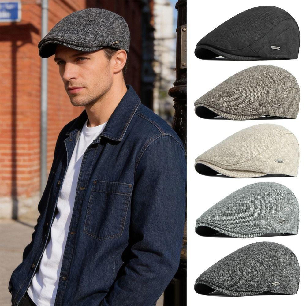 Fashion Winter Beret Hat Thick Warm Casual Newsboy Hat Retro Soft Leisure Visor Cap Men Women
