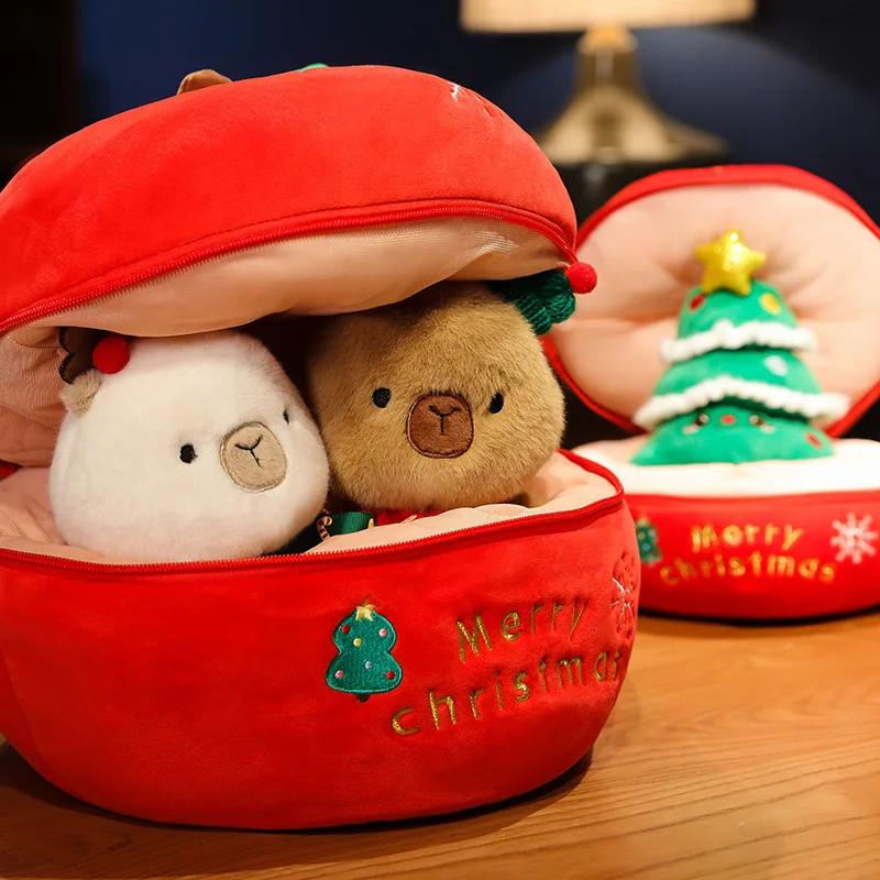 New Christmas Capybara Series Plush Doll Apple Christmas Tree Capybara Set Toy Doll Boy and Girl Surprise Christmas Gift