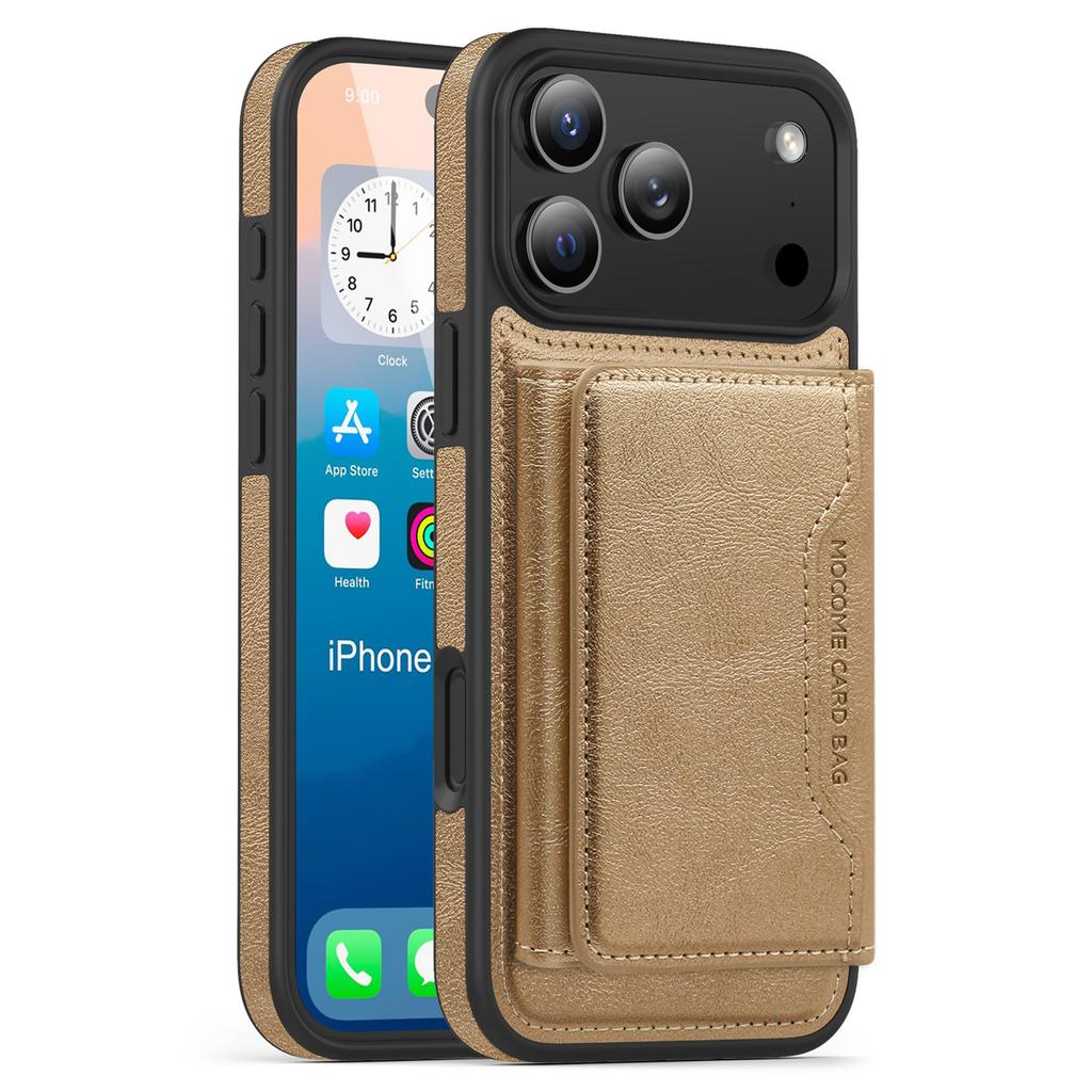 For iPhone 17 Pro Case Compatible with MagSafe Leather Back Phone Cover with Detachable Card Bag