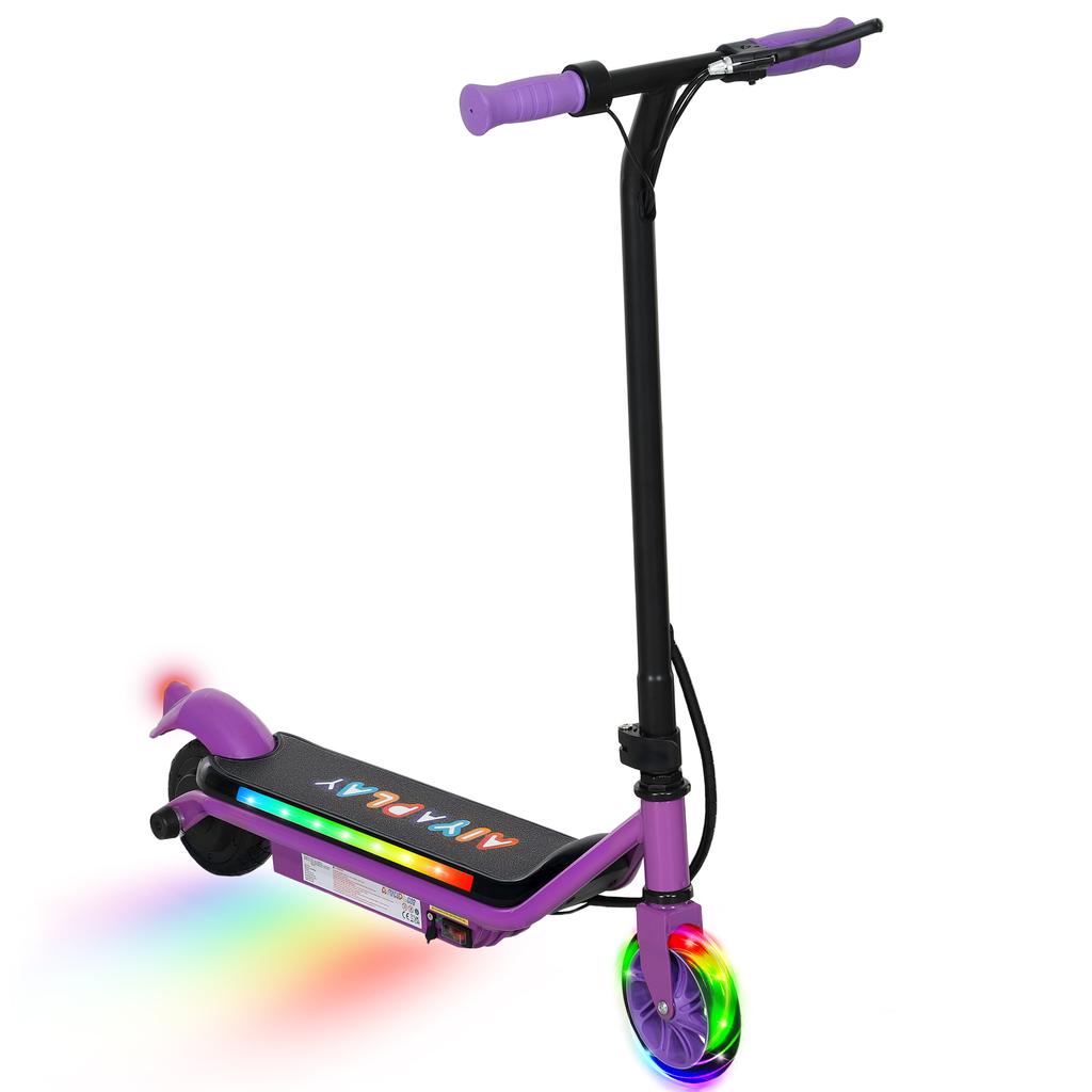 Electric Scooter for Kids Aged 6-14 Years, with Colourful Lights, Purple