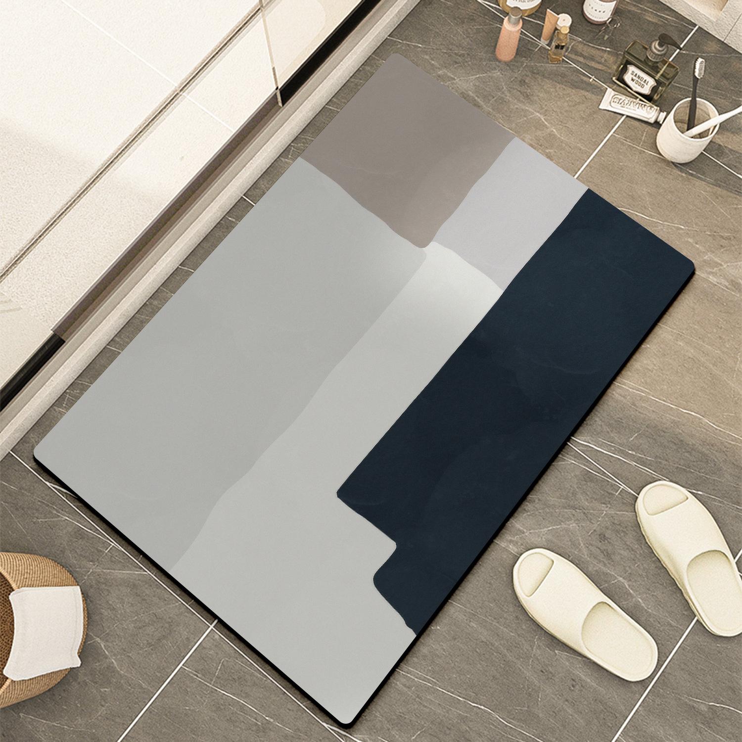 

1pc Geometric Pattern Floor Mat Simple Modern Style Polyester Fiber & Diatomaceous Earth Rectangle Shape Non-slip Mat Carpeted 30x40Diatomud