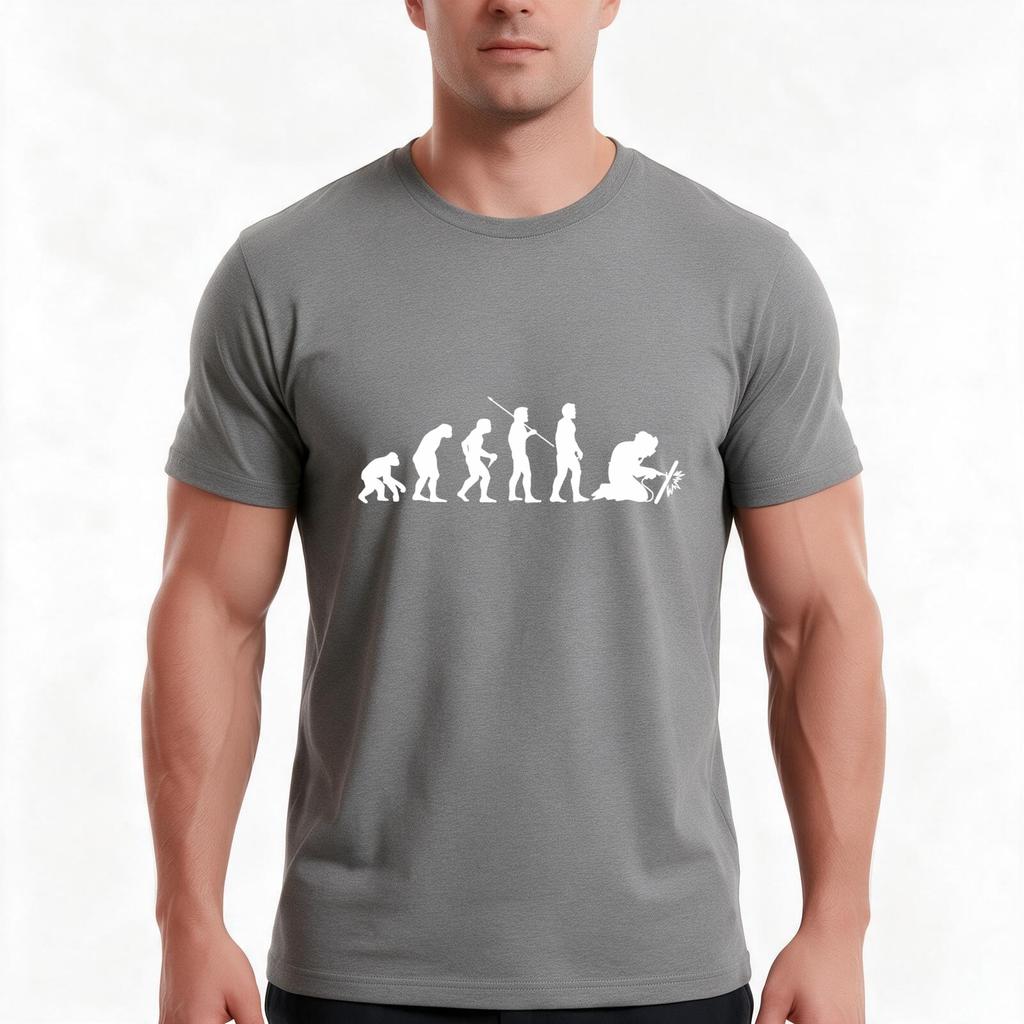 Welding Evolution Tshirt Summer Casual Cotton Tee Oversized Streetwear Tops Vintage Graphic Print Loose Fit Short Sleeve