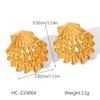 18K Gold Shell Starfish Earrings - European & American Ocean Style, Versatile Colorfast Stainless Steel