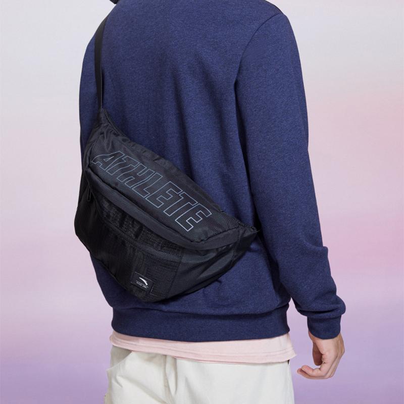 New Anta Polyester Sling Bag, Fanny Pack Regular Unisex Black 992147132-1