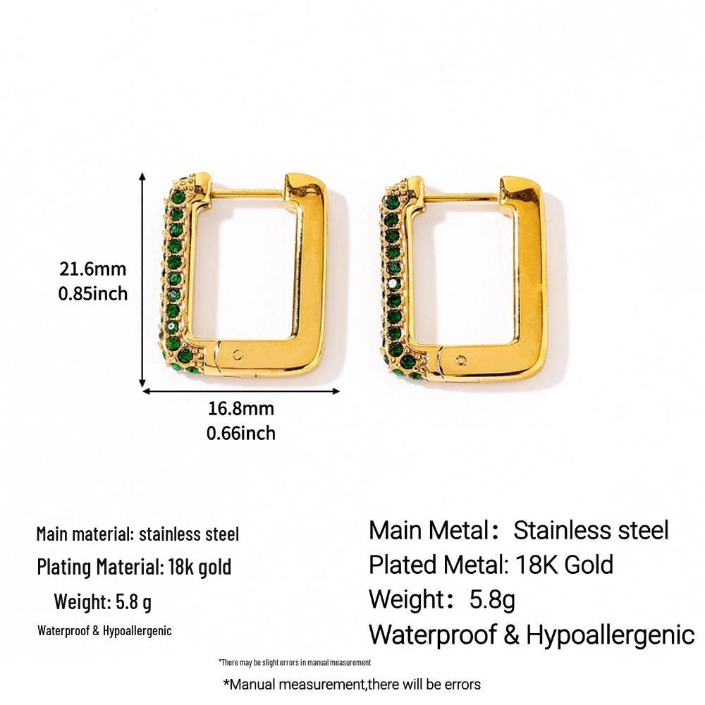 Ying Tai 18k Gold High Polish Stainless & Titanium Steel Square Stud Earrings for Women - European & American Inspired.