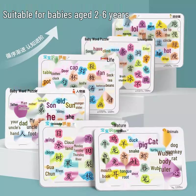 Advanced Educational Literacy Puzzle for Ages 3-6: Early Chinese Character Recognition Cards for Toddlers and Young Children