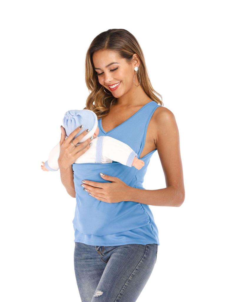 Kangaroo Mom & Dad Multifunctional Nursing Pullover Casual Round Neck T-shirt