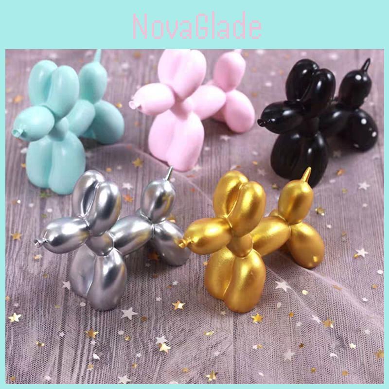 Adorable Perro Globo de Resina Decoración para Tarta de Cumpleaños Incluye Perros Globo Rosa Azul Negro y Dorado Suministros para Vestir la Tarta Personajes)