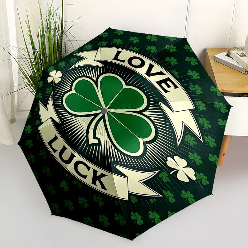 1pc Love Luck Clover Umbrella with Plastic Handle,Vibrant Cartoon Pattern,Multi-functional UmbrellaPT138