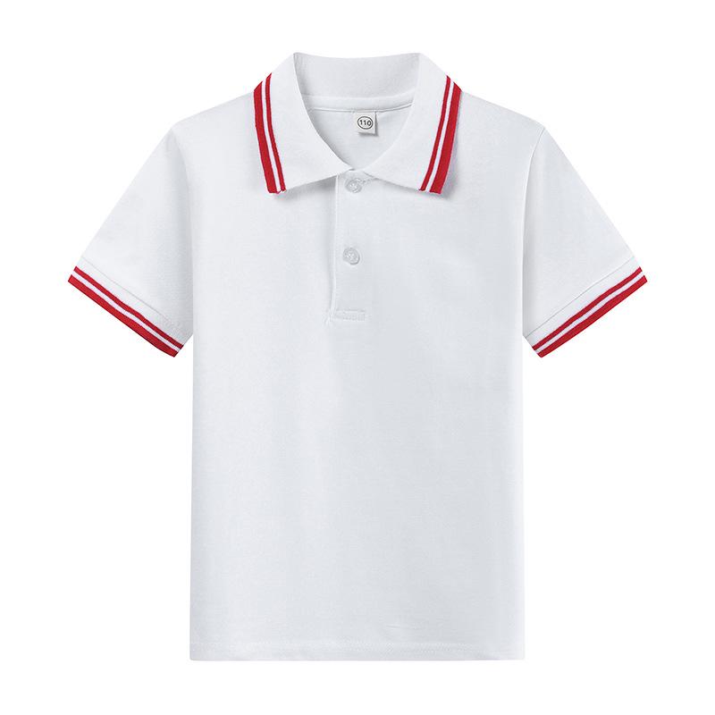 Weißes Kinder-Poloshirt - Kurzarm, Schuluniform-Stil, Leicht für Sommer und Frühling. 110cm