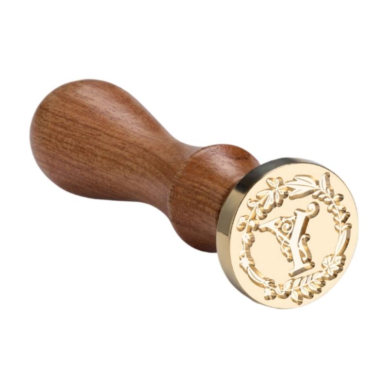 Sealing Stamp Wood Handle with Letter Stamp Head, for Scrapbooking Seal Envelopes Wedding Invitation Embellishments